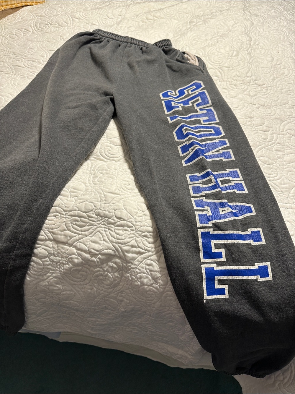 Champion Black Sweatpants with Blue & White 'SCHOOL HALL' Graphic